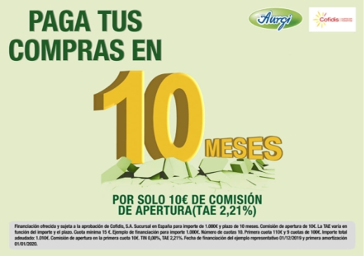 En Aurgi paga tus compras en 10 meses con Cofidis